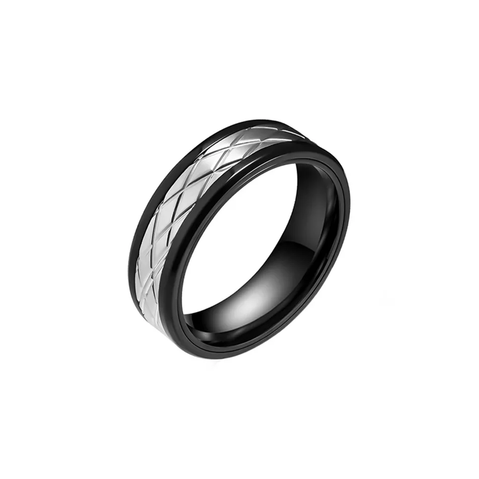 FOREVER MELODY Кольца из титанового сплава Унисекс Серебристый Черный