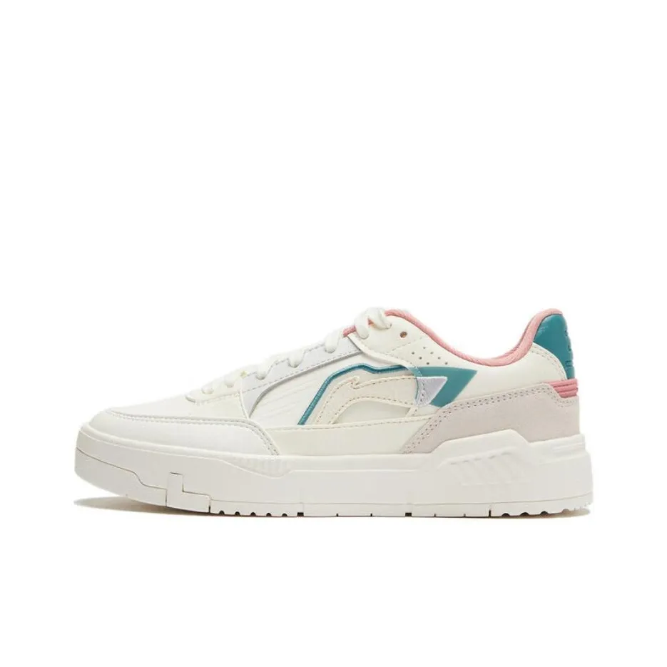 LiNing Common 80s Anti-Slip Wear-Resistant Low-Top Skateboard Shoes Women's White Green