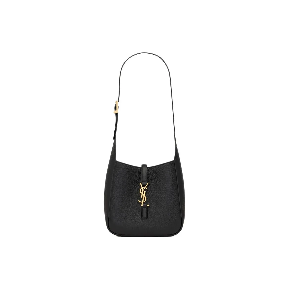 SAINT LAURENT LE5À7 Logo Grained Leather Handbag Shoulder Bag Women's Black