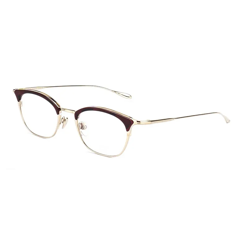 MASUNAGA Titanium Browline Eyeglass Frames Unisex Red