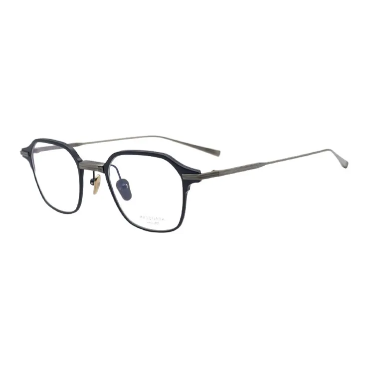 MASUNAGA Titanium Square Eyeglass Frames Unisex Deep Sea Blue