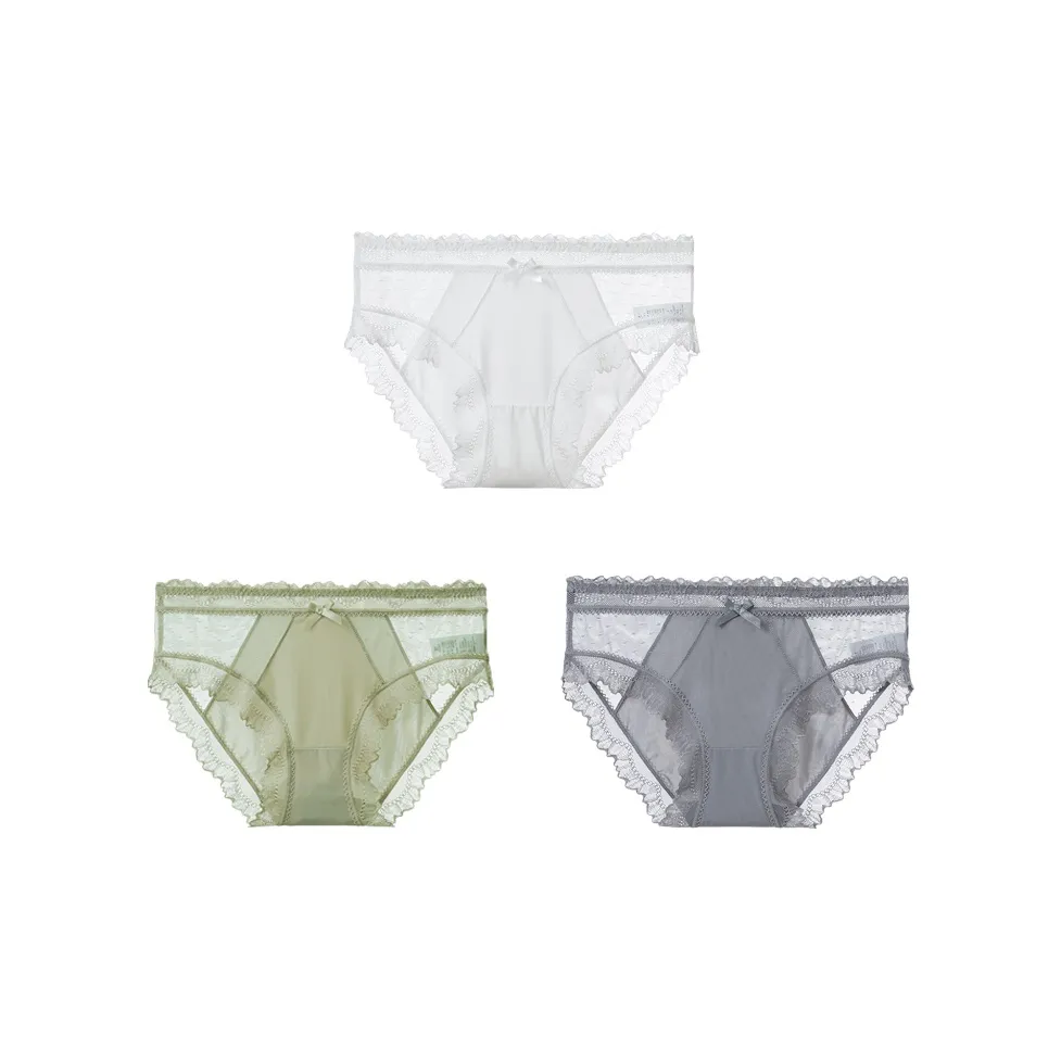YOUNGYELL 5A Antibacterial 100% Cotton Crotch Skin Friendly Low Rise Underpants Women's 3 Pack