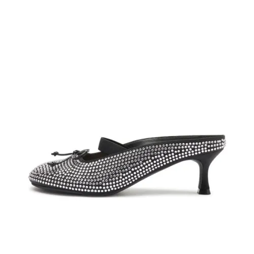 TOOMANYSHOES Домашние тапочки Черные Paved с Бриллиантами Женские