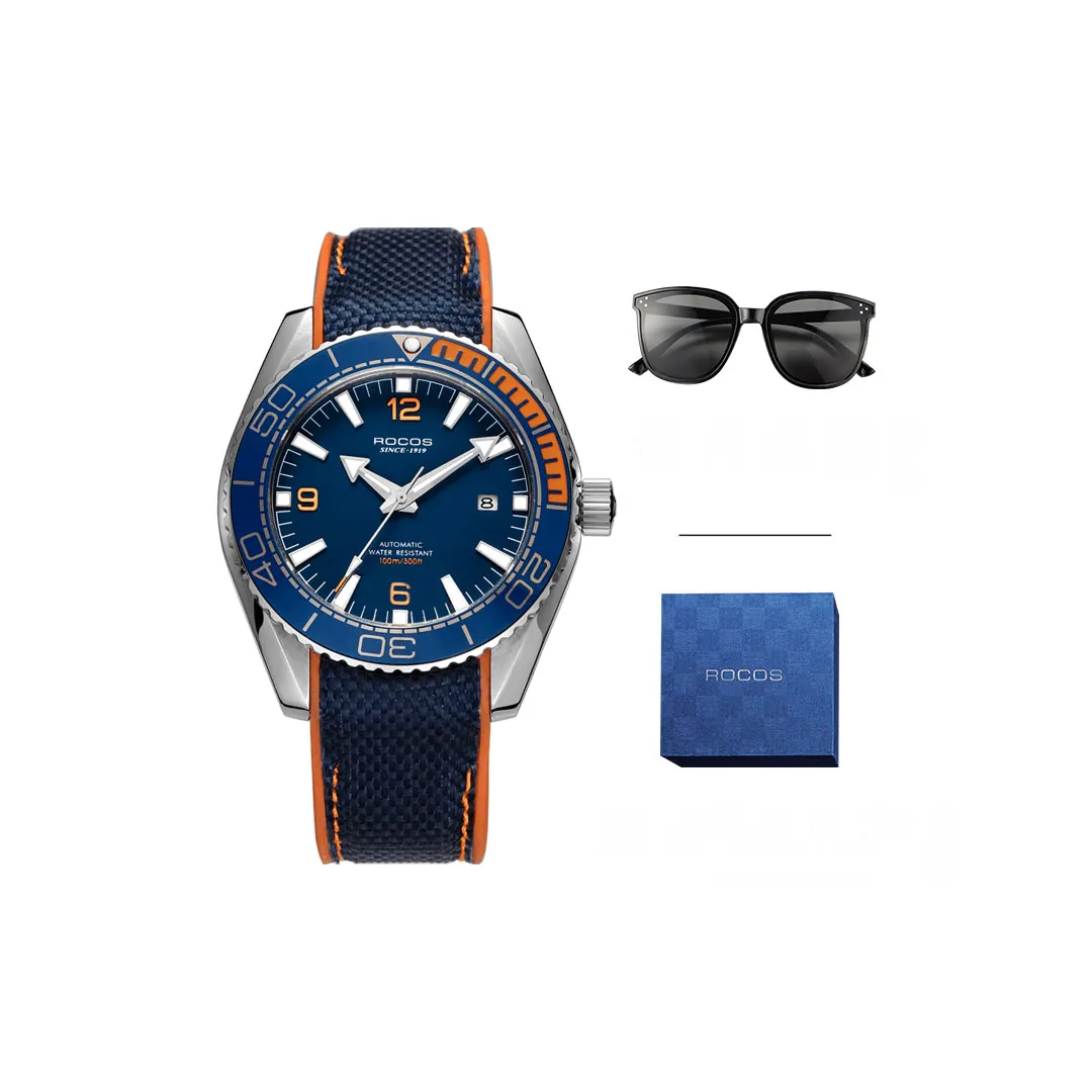 ROCOS Wind Style Collection Автоматический Механический Механизм Силиконовый Ремешок Часы Мужские Серебристый Циферблат