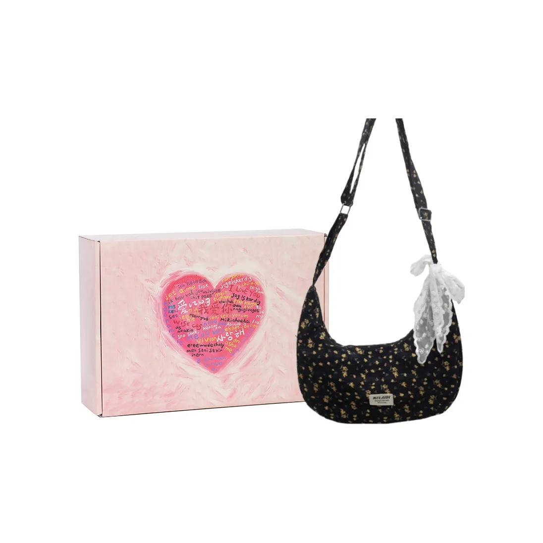 NATTY Fabric Shoulder Bag, Crossbody Bag Women's White/Black