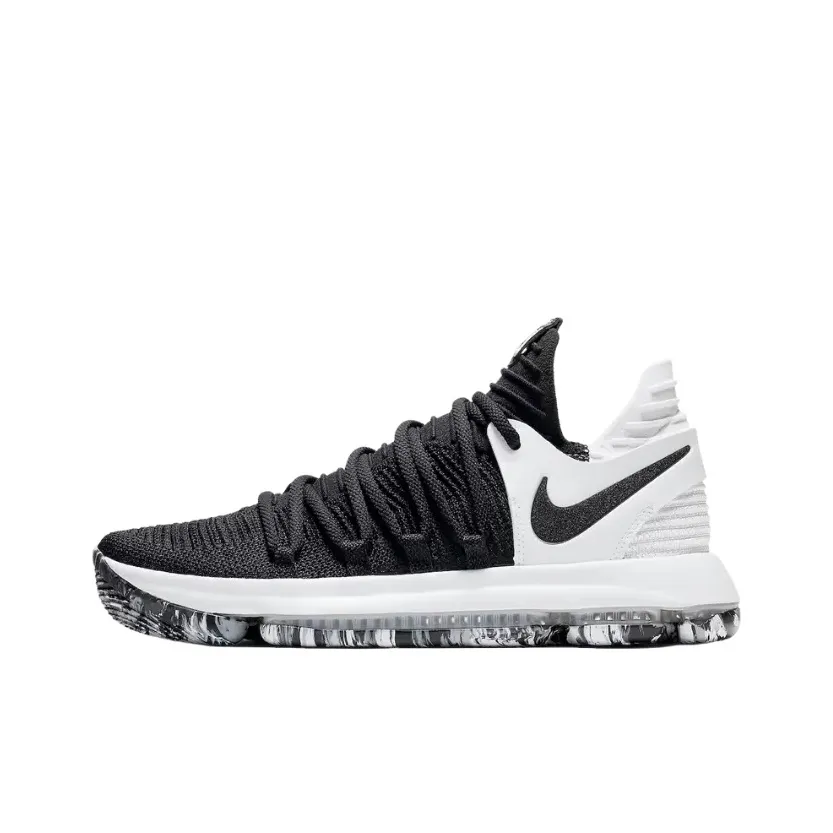 Nike KD 10 Амортизация Износостойкий MID Топ Баскетбольные кроссовки Белый Подростки