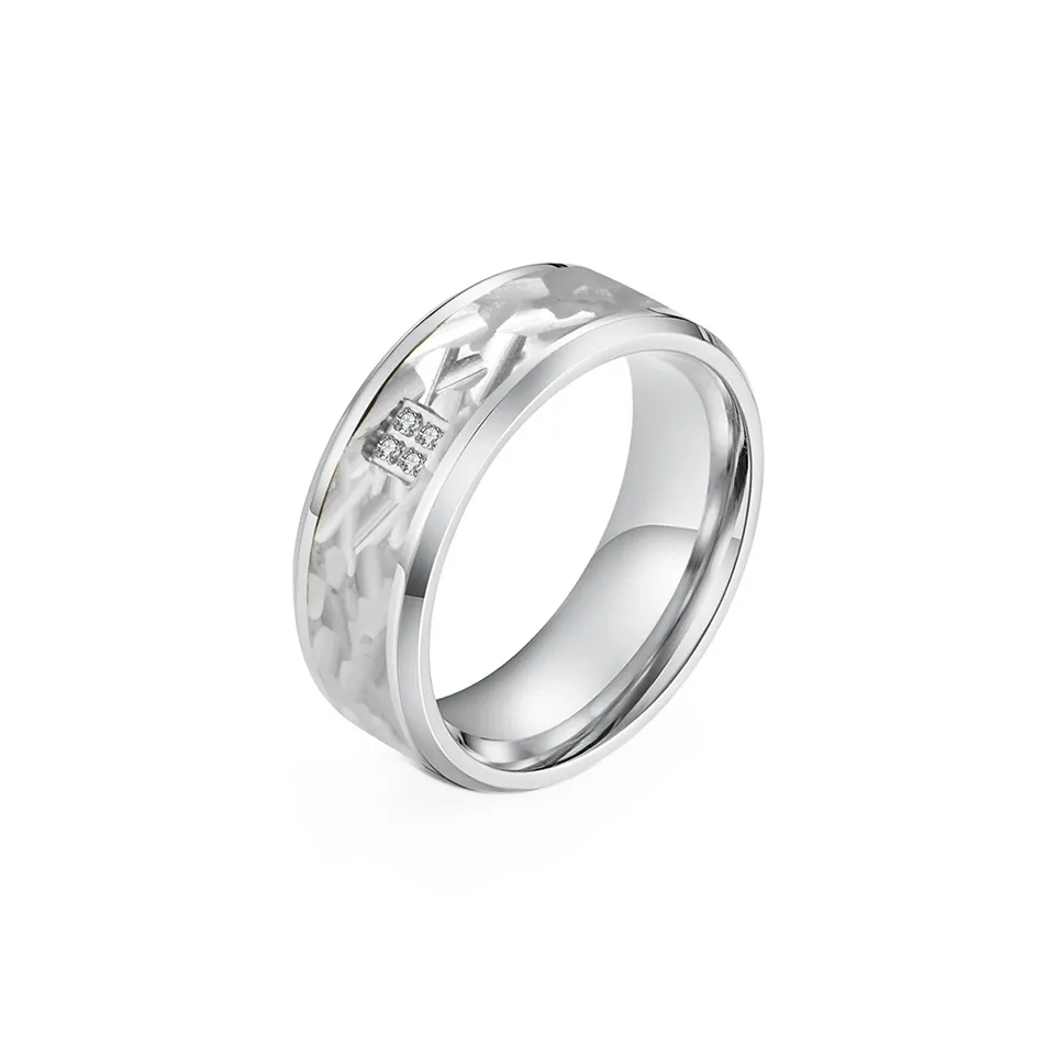 FOREVER MELODY Кольца из титанового стального сплава Мужские Серебряные