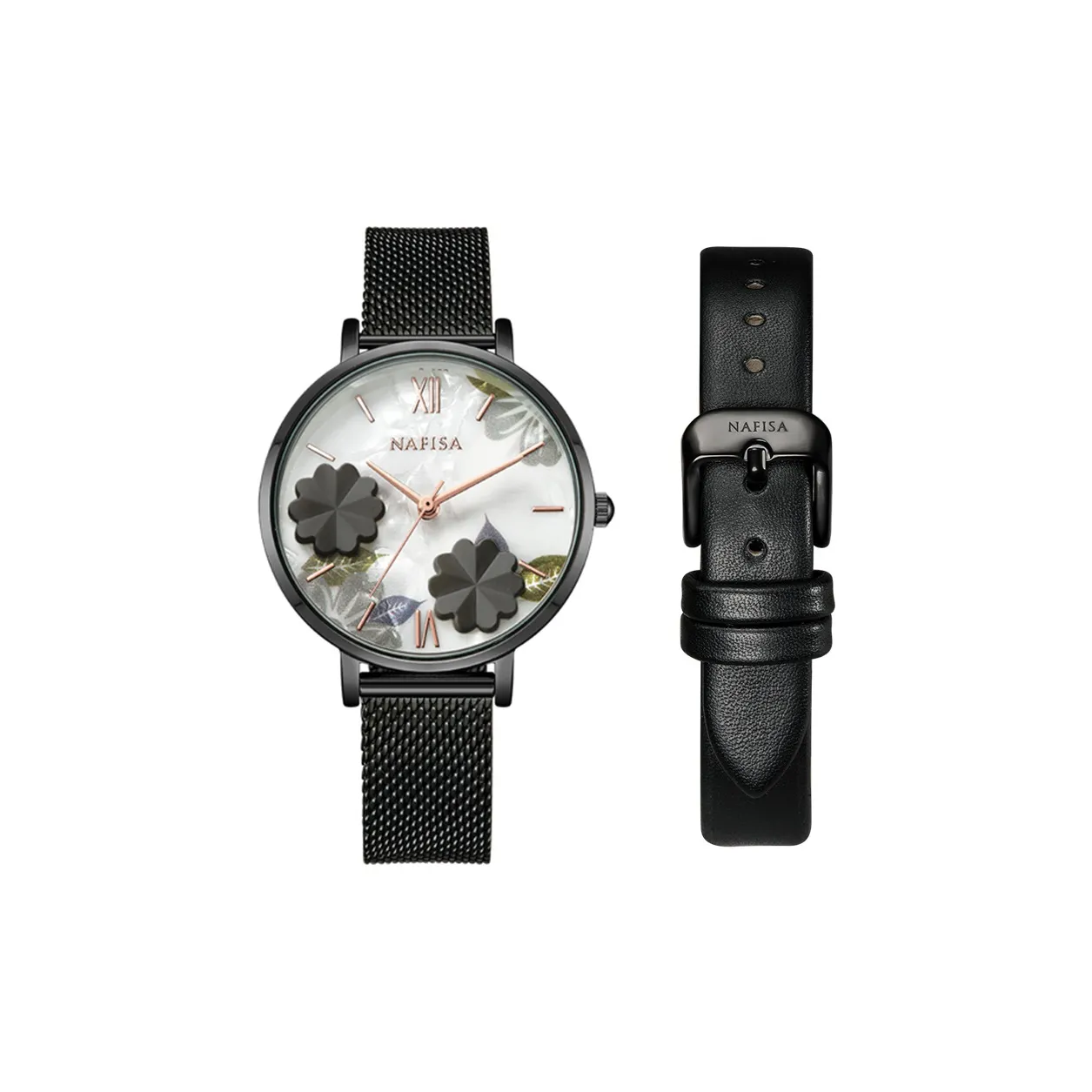 NAFISA Hayley Garden Collection Кварцевый механизм Стальной ремешок Часы Женские Белый циферблат