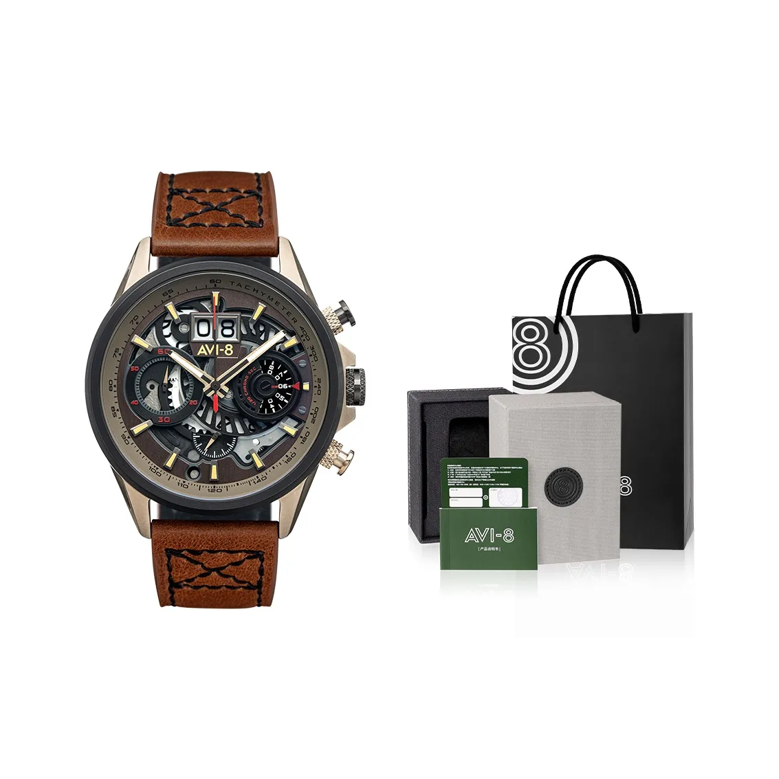 AVI 8 Harrier Fighter II Кварцевые мужские наручные часы натуральная кожа ремешок черный циферблат