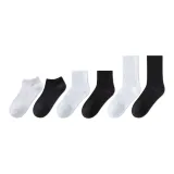 6팩 [사계절용] [페이크 삭스] 화이트 - 페이크 삭스 블랙 - 크루 화이트 - 크루 블랙 - 롱 삭스 화이트 - 롱 삭스 블랙