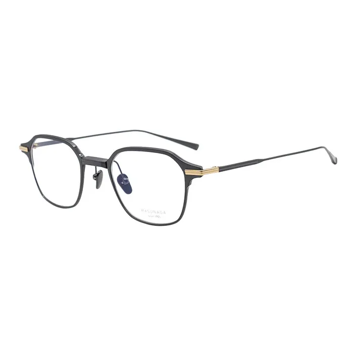 MASUNAGA Titanium Square Eyeglass Frames Unisex Black