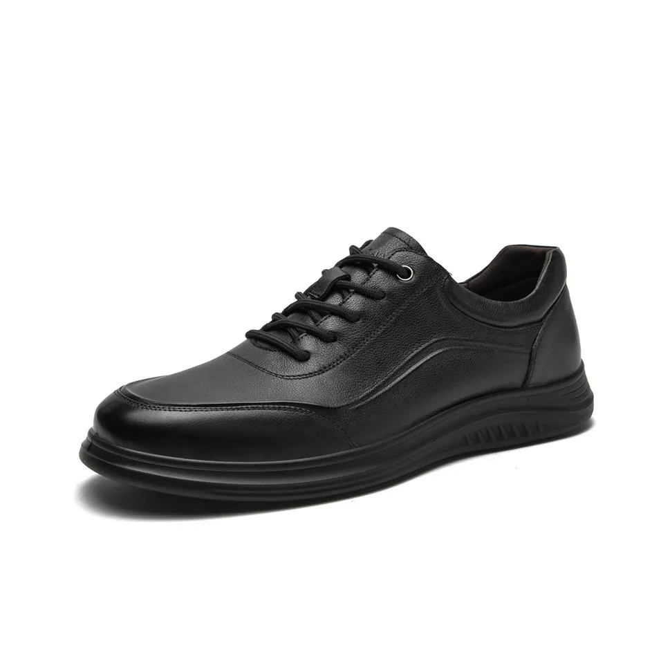 AOKANG Wedding Shoes With Best Man Casual Leather Shoes Men's Black