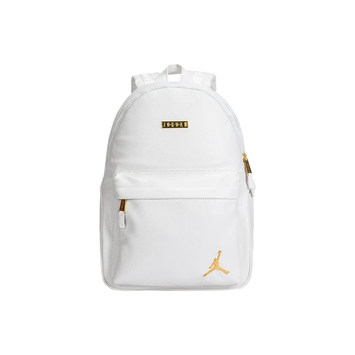 Jordan PU Leather Patchwork Backpack Regular Unisex White Gold