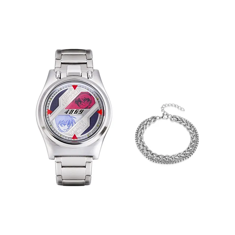 Ingyunshi Detective Conan Case CLOSED Коллаборация Электронный Механизм Стальной Ремешок Часы Унисекс Белый Циферблат