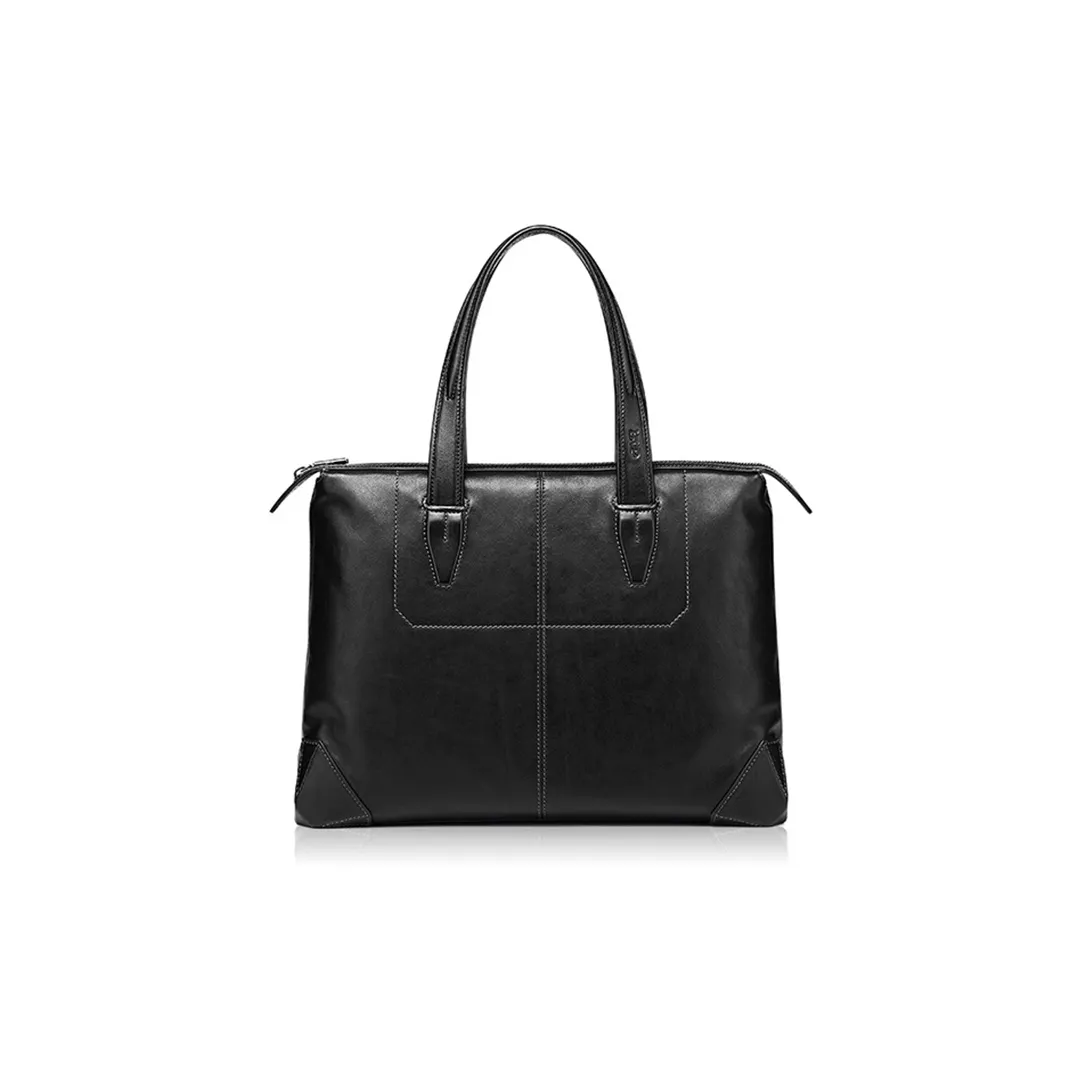 BVP Top Grain Cow Leather Handbag Small Size Men's Black
