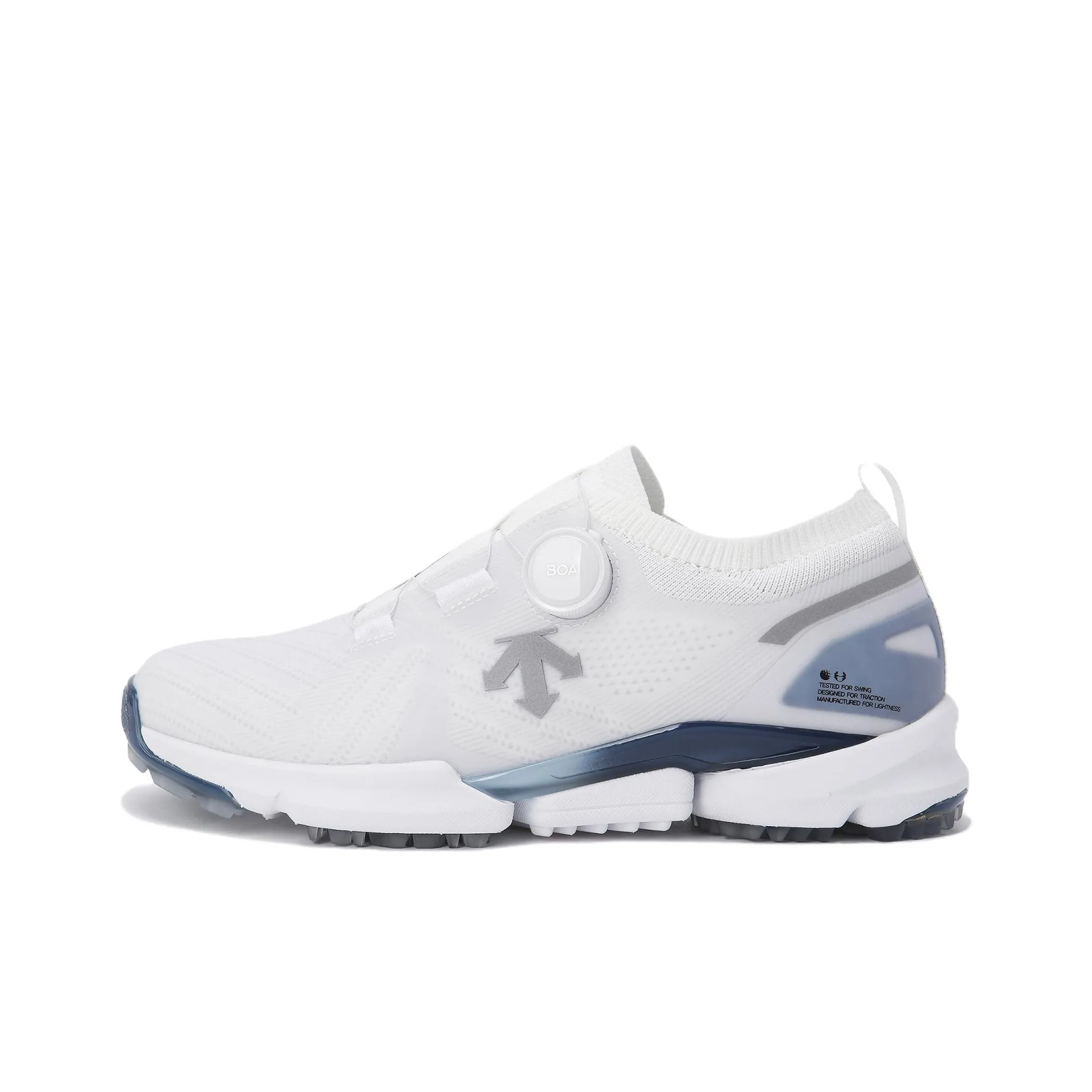 DESCENTE EAGLE FLEX BOA® Cushioning, Slip Resistant, And Abrasion Resistant Low Top Golf Shoes Men's White Blue