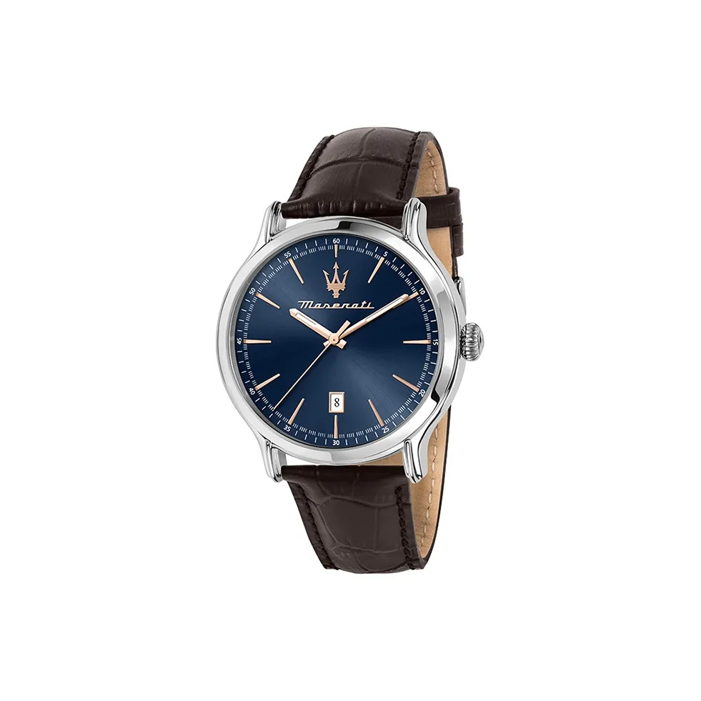 Maserati Мужские часы Кварцевый механизм Кожаный ремешок Синий циферблат
