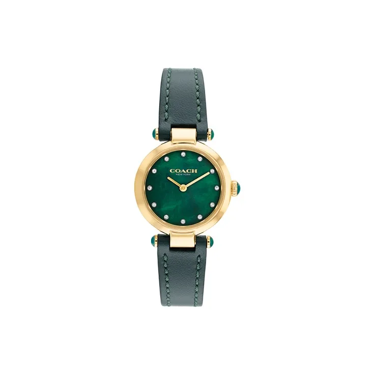 COACH Cary Women's Watch Кварцевый механизм Кожаный ремешок Зеленый циферблат