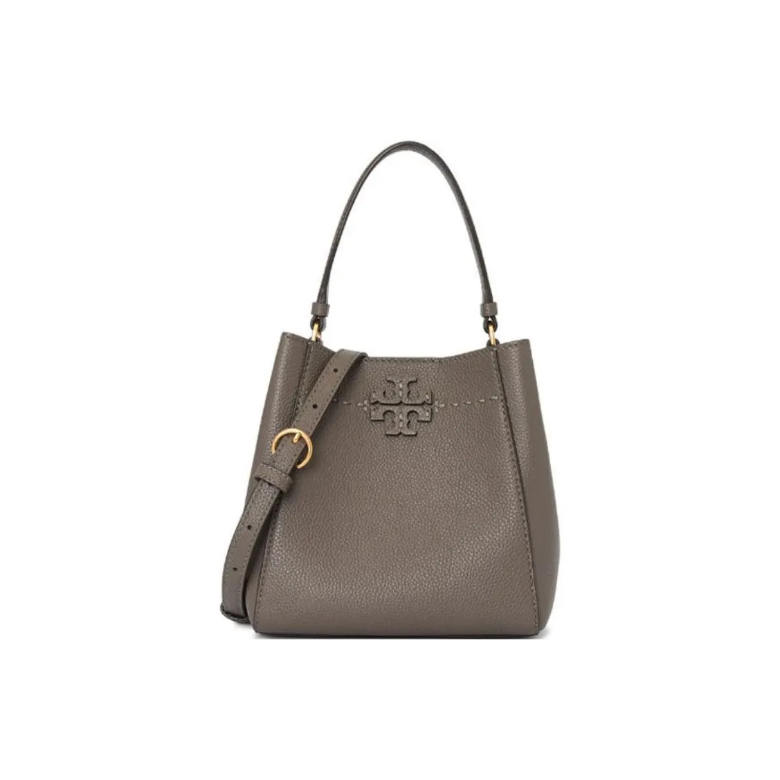 TORY BURCH McGraw Cow Leather Bucket Bag Portable Crossbody Bag Shoulder Bag Small Size Women's Elephant Gray