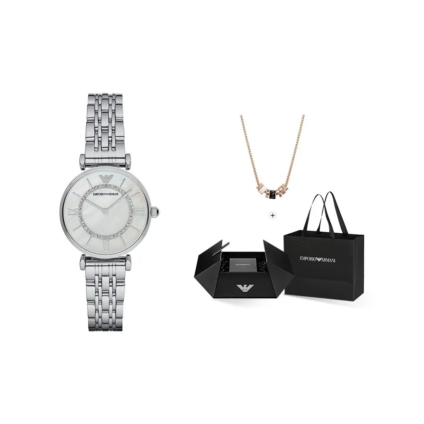 EMPORIO ARMANI Ferris Wheel Collection Женские часы Кварцевый механизм Ремешок из нержавеющей стали Белый циферблат