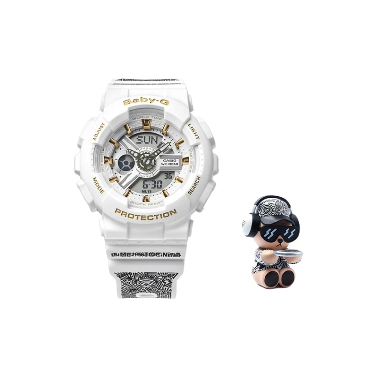 CASIO Малыш G Тедди Ограниченный Тедди Коллаборация Кварцевый Механизм Часы Женские Белый Циферблат
