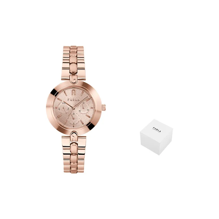 Furla HERITAGE Series Наручные часы Кварцевый механизм Ремешок из нержавеющей стали Розовое золото Циферблат часов Женские часы