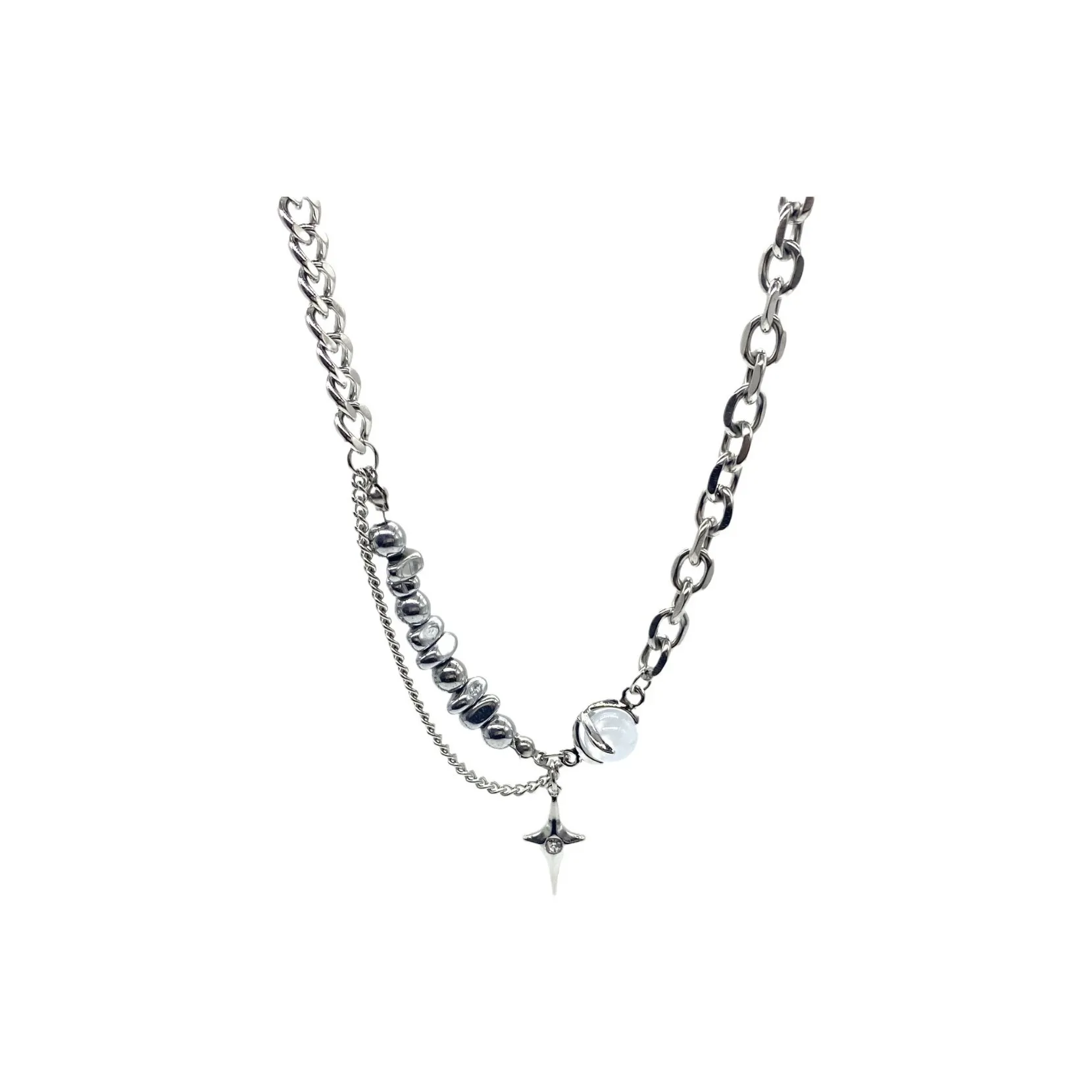 OWO Титановая сталь ожерелья с камнем "Кошачий глаз" унисекс