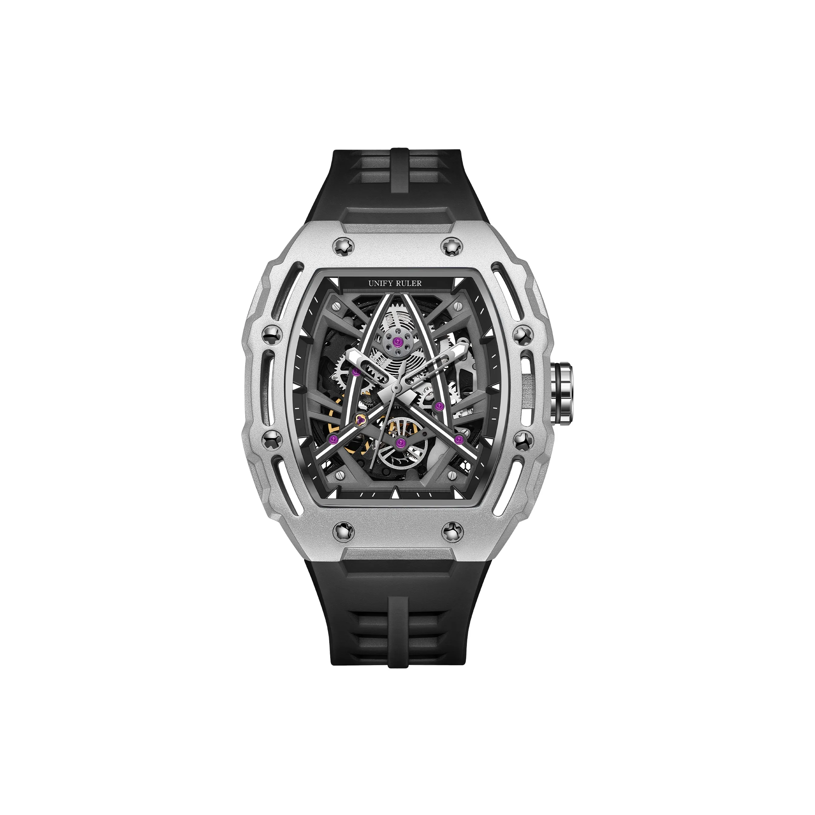 Respect The Time Механическое устройство силиконовый ремешок часы для мужчин черный циферблат