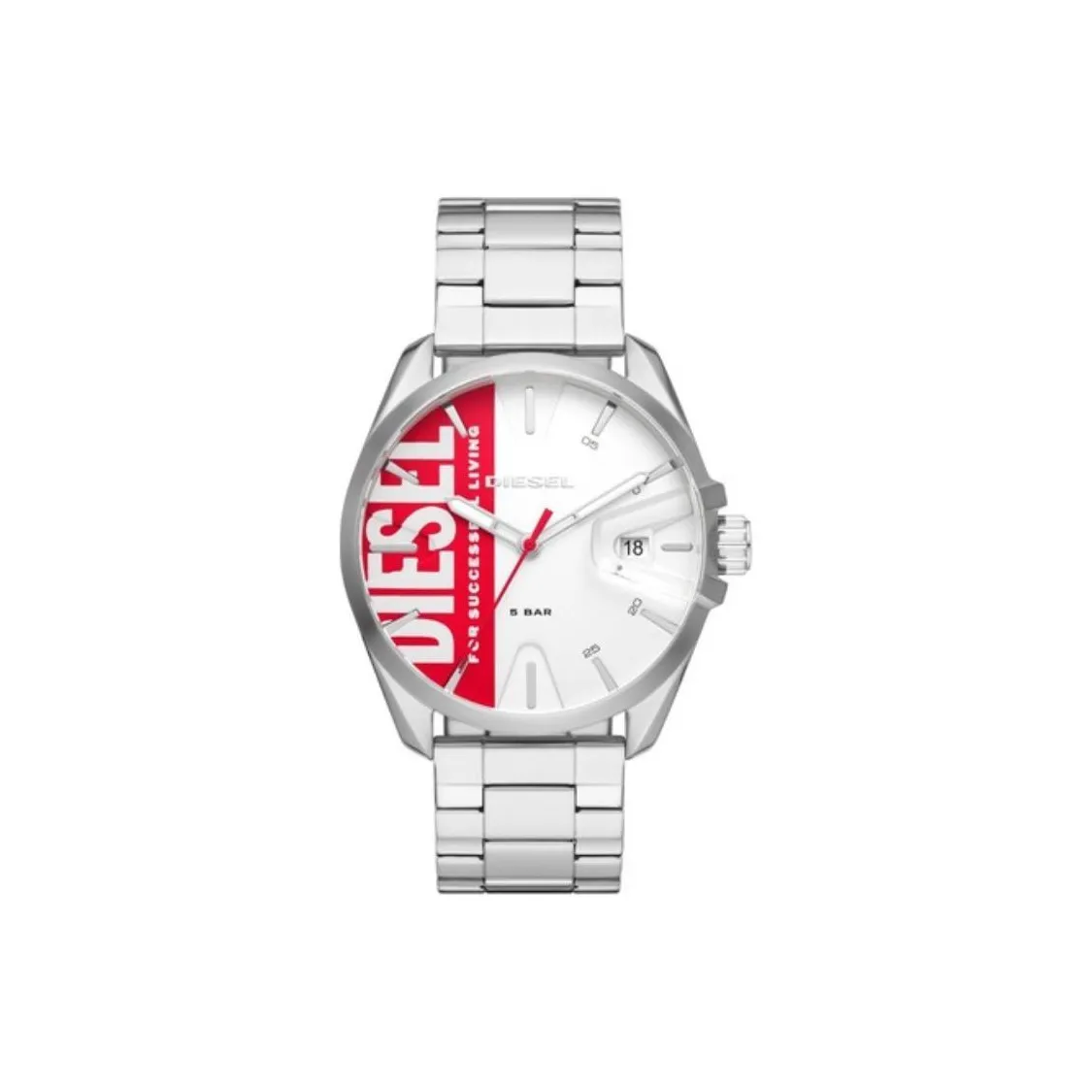 DIESEL MS9 Collection Мужские часы Кварцевый механизм Ремешок из нержавеющей стали 44 мм Серебристый циферблат