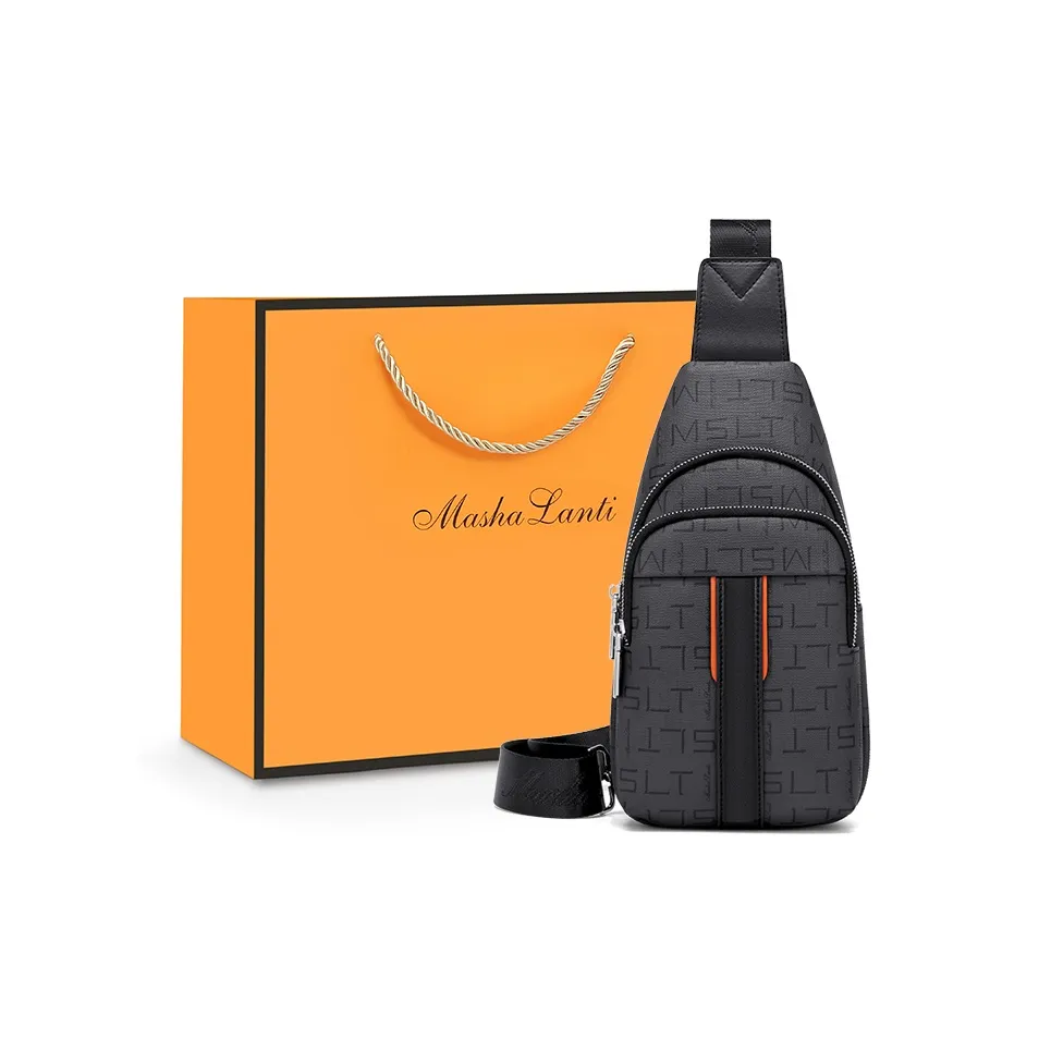 MashaLanti PVC For Microfiber Sling Bag Regular Men's Dark Gray