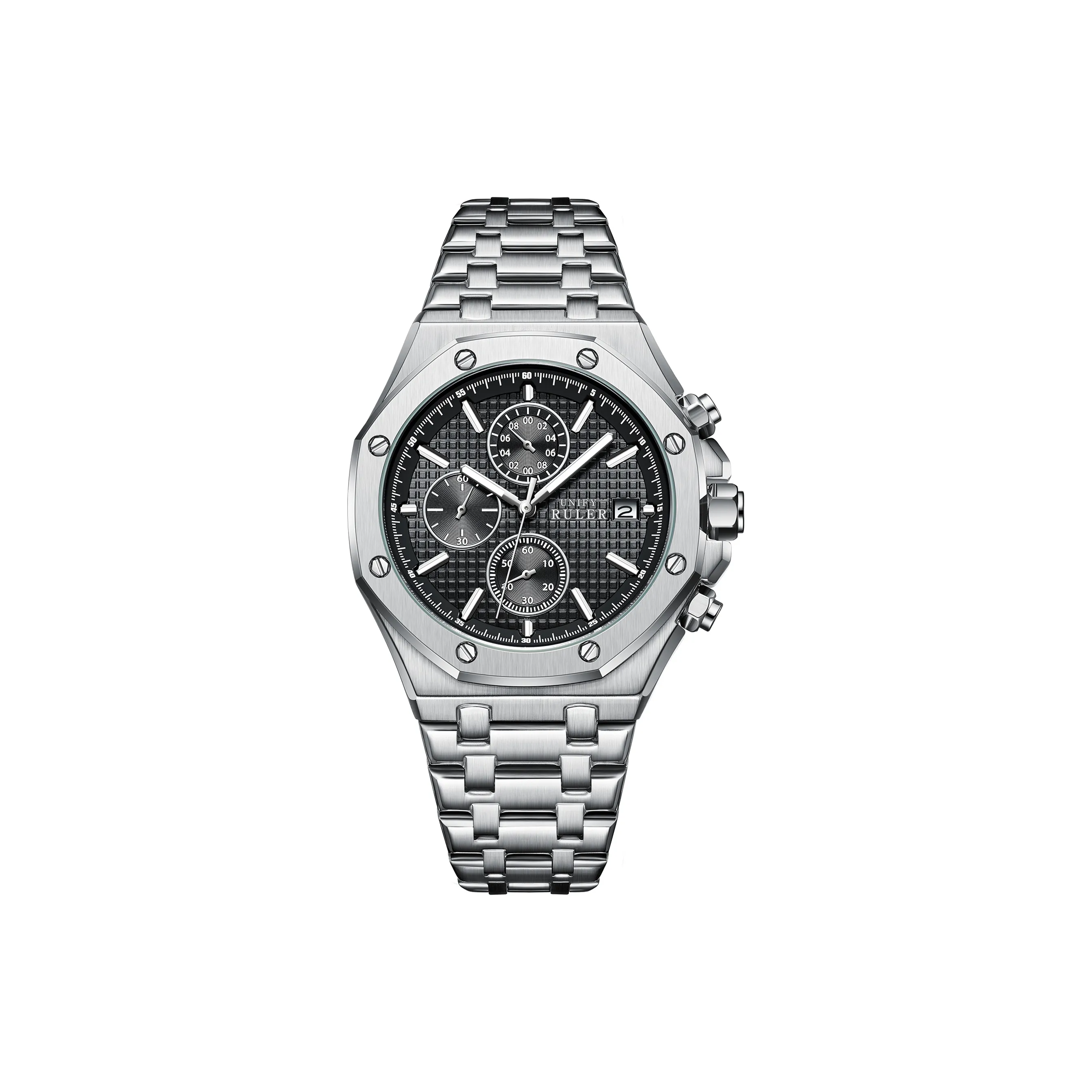 Respect The Time Кварцевый механизм Металлический ремешок Мужские часы Серебристый циферблат