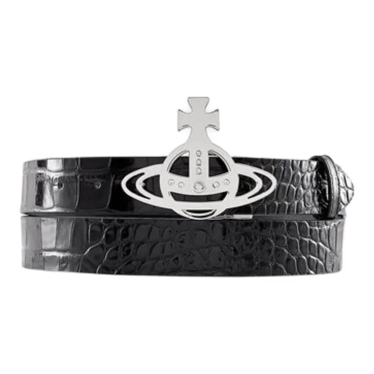 Vivienne Westwood Solid Color Design, Smooth Buckle Leather Belts Women's Black