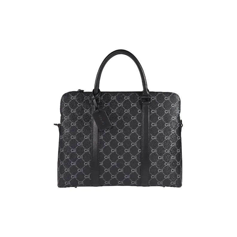 COOGI Synthetic Leather Laptop Bag Handbag, Crossbody Bag Tubas Unisex Black Gray