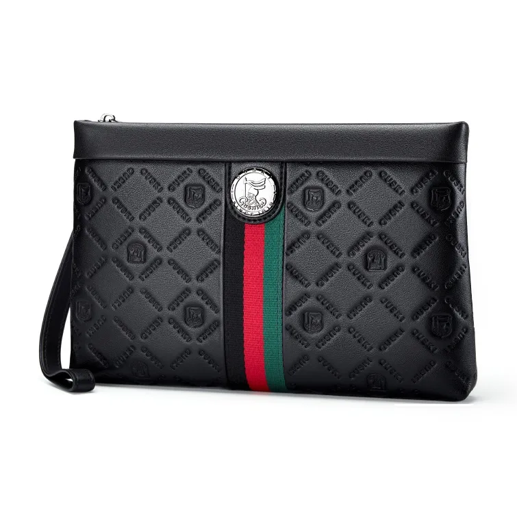 GUSKI Корова Кожа с Полиэстером Бизнес Офисный Стиль Минималистский Стиль Клатч Мужской Черный