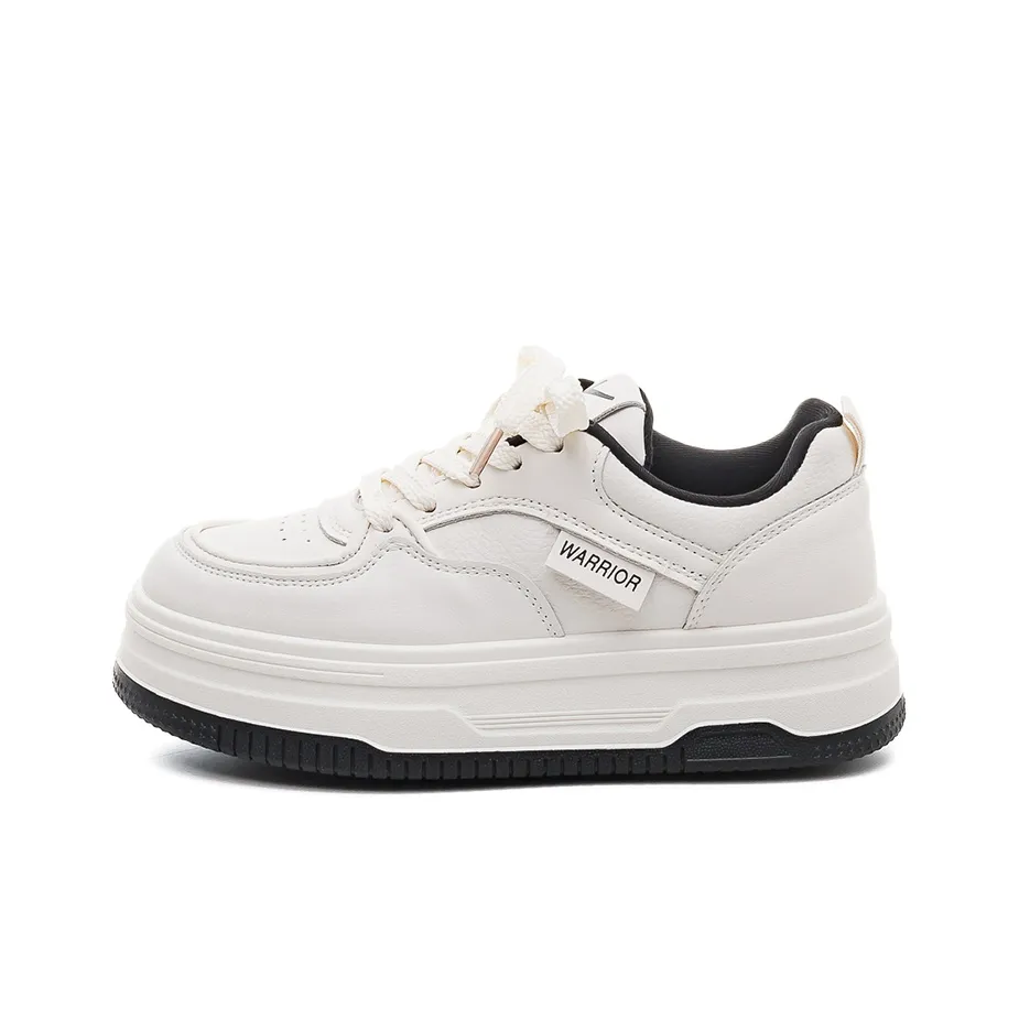 Warrior Slip-Resistant Увеличение Высоты Низкие Кроссовки для Скейтбординга Женские Бежево-Черные