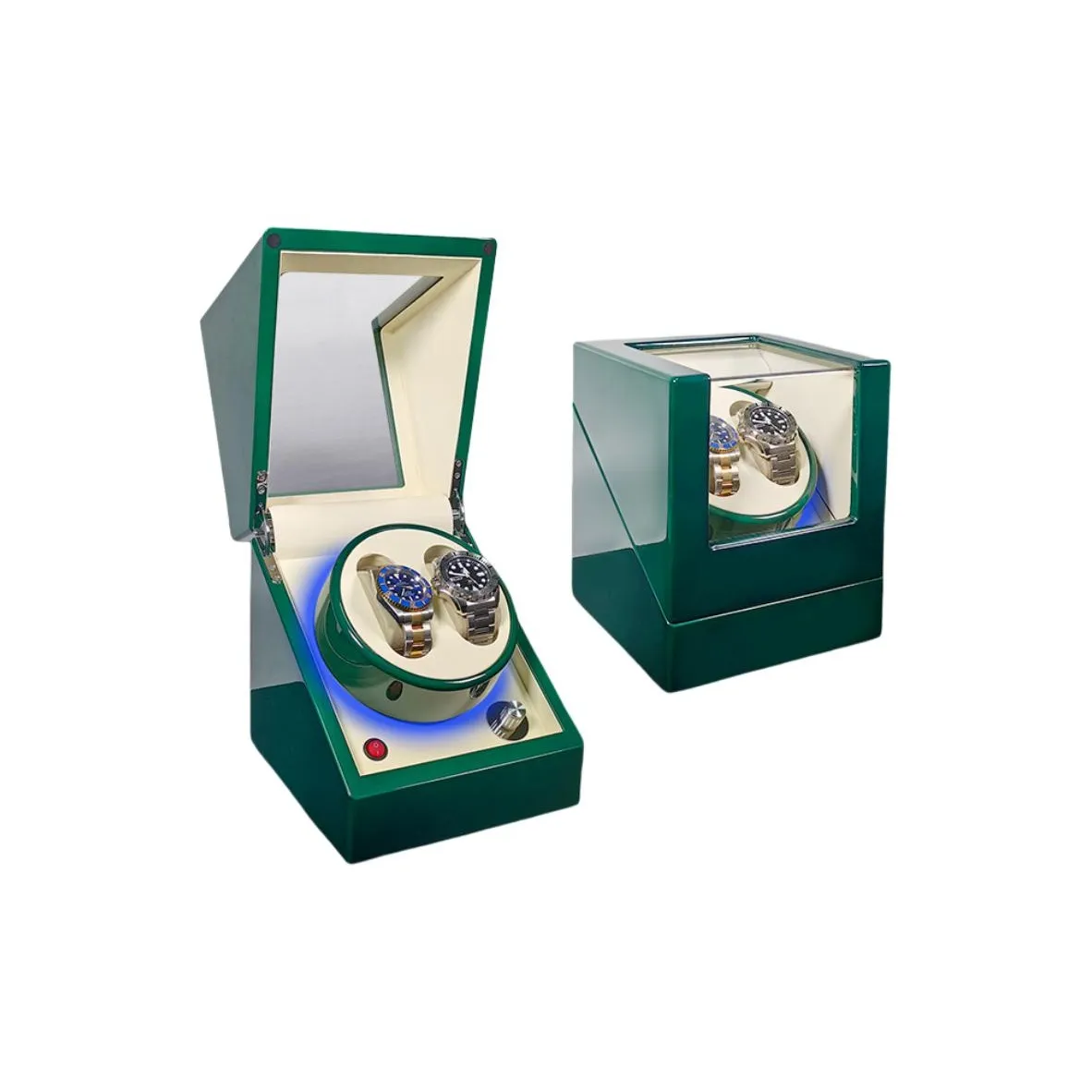 Brilliant 2+0 Piano Эмалевое покрытие Модель Watch Winder Зеленый белый Watch Хранение Коробка Унисекс