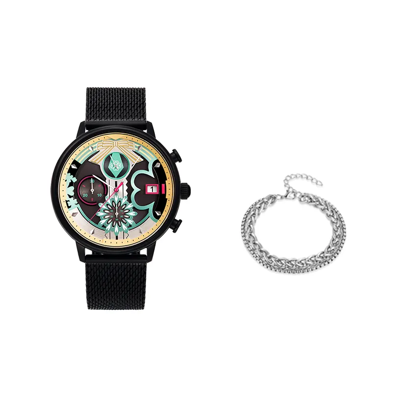 ingyunshi Xingyunshi Lucky Камень × Hatsune Miku Коллаборация Солнечный кварцевый механизм Часы Унисекс Черный циферблат