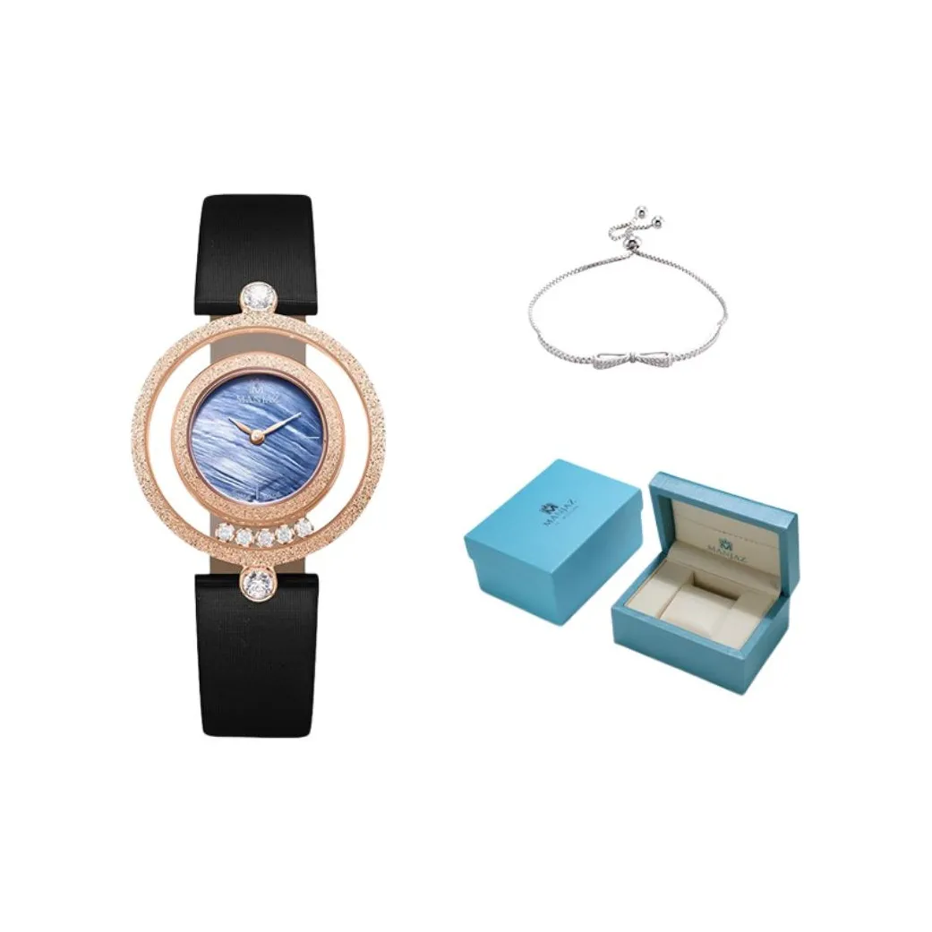 MANJAZ Кварцевый механизм натуральная кожа ремешок женские часы синий циферблат