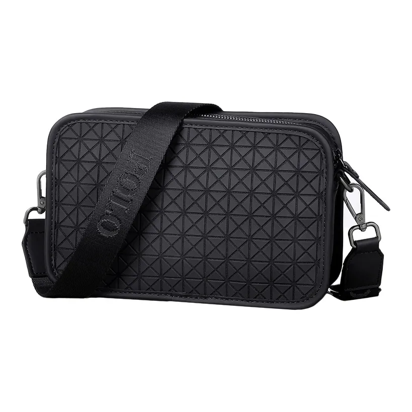 POLO Textile, Synthetic Leather Crossbody Bag, Shoulder Bag Medium Size Men's Black