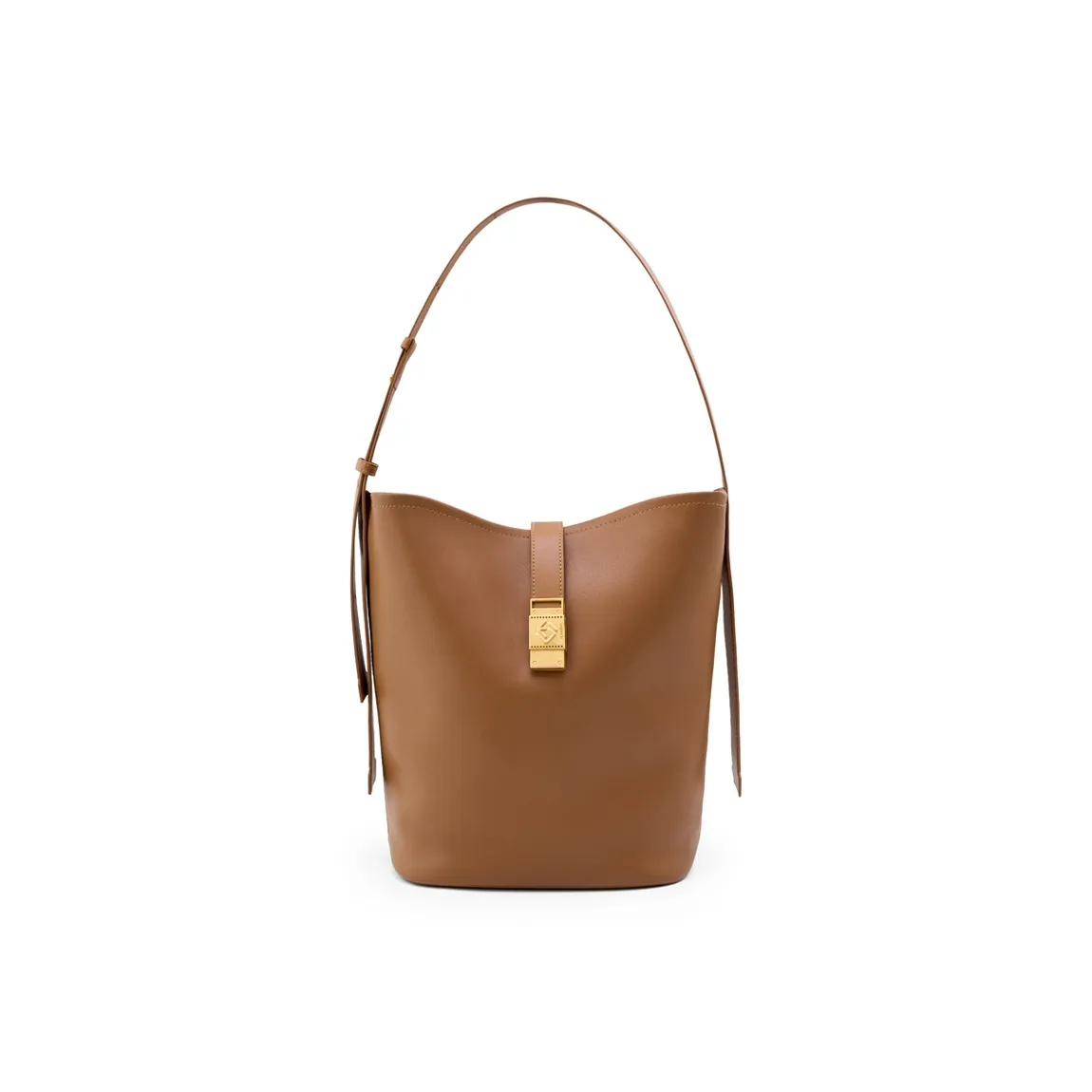 HE BAO BAO Cow Leather Bucket Bag Large Capacity Shoulder Bag Women's Black/Brown