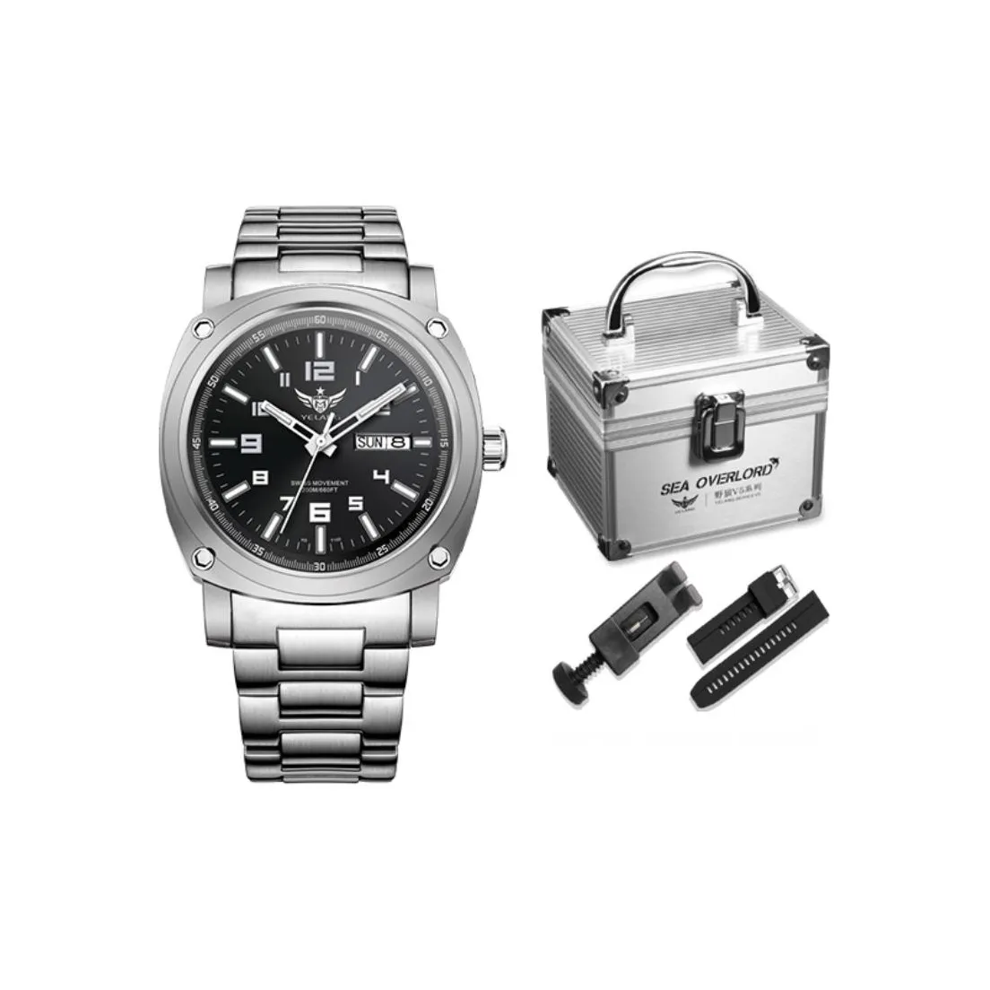 YELANG Coyote Pilot Collection Automatic Mechanical Movement Titanium Strap Watch Men's Watches Black Dial