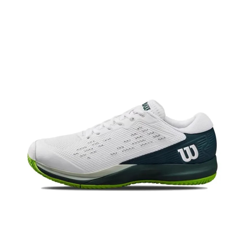 Wilson Rush Pro Abrasion Resistant Breathable Coverage Low Top Tennis Shoes Men's White Green