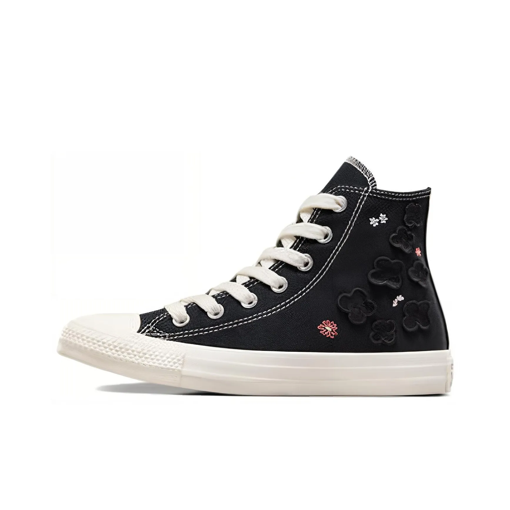 Converse Chuck Taylor All Star 3D Flowers Аbrasion Resistant Shock Absorbers High Top Canvas Shoes Women's Black
