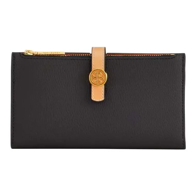 TORY BURCH Walker Litchi Grain Cow Leather Wallet Women's Black