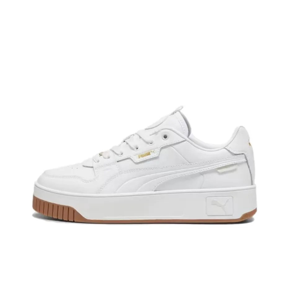PUMA Carina Street Устойчивый к истиранию Низкий Топ Casual Женский Белый Золотой