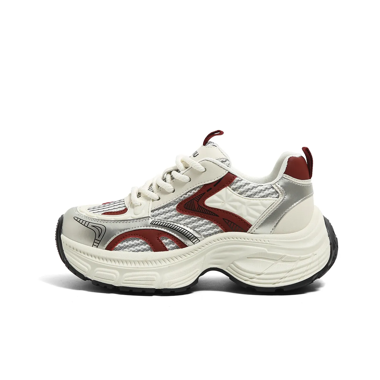 HUANQIU Breathable Support Height Increasing Chunky Sneakers Women's