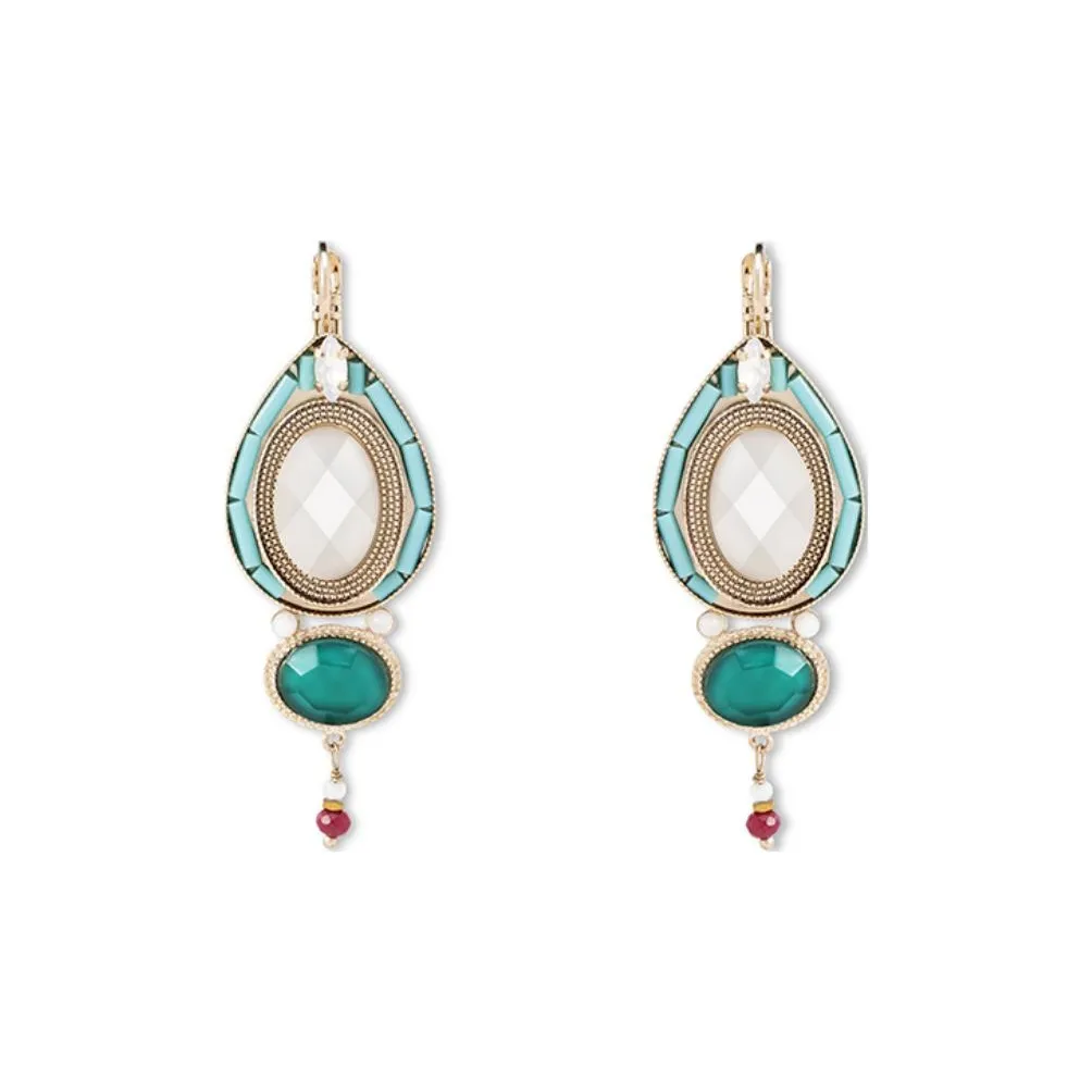 SATELLITE Gemstone Inlay Серьги Женские Озерный зеленый