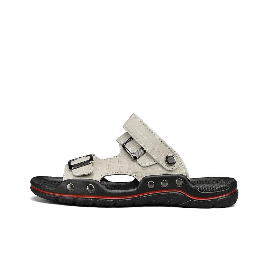 Bull charm Beach Sandals Men's Ecru/Black