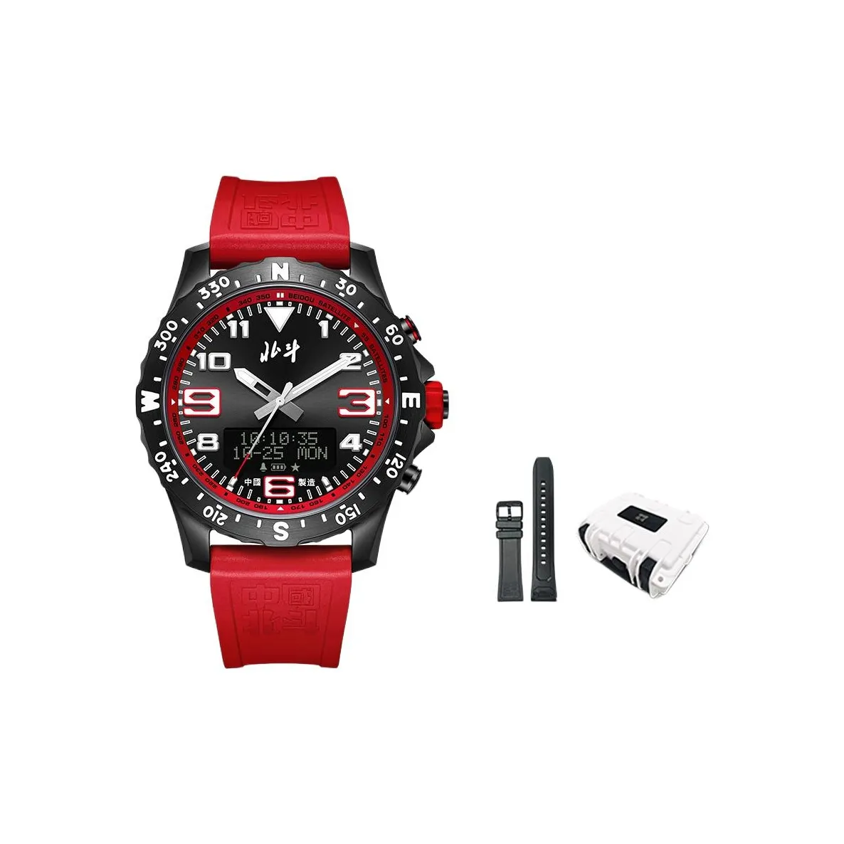 Beidou Time Style Collection Кварцевый механизм Резиновый ремешок Часы Унисекс Черный циферблат