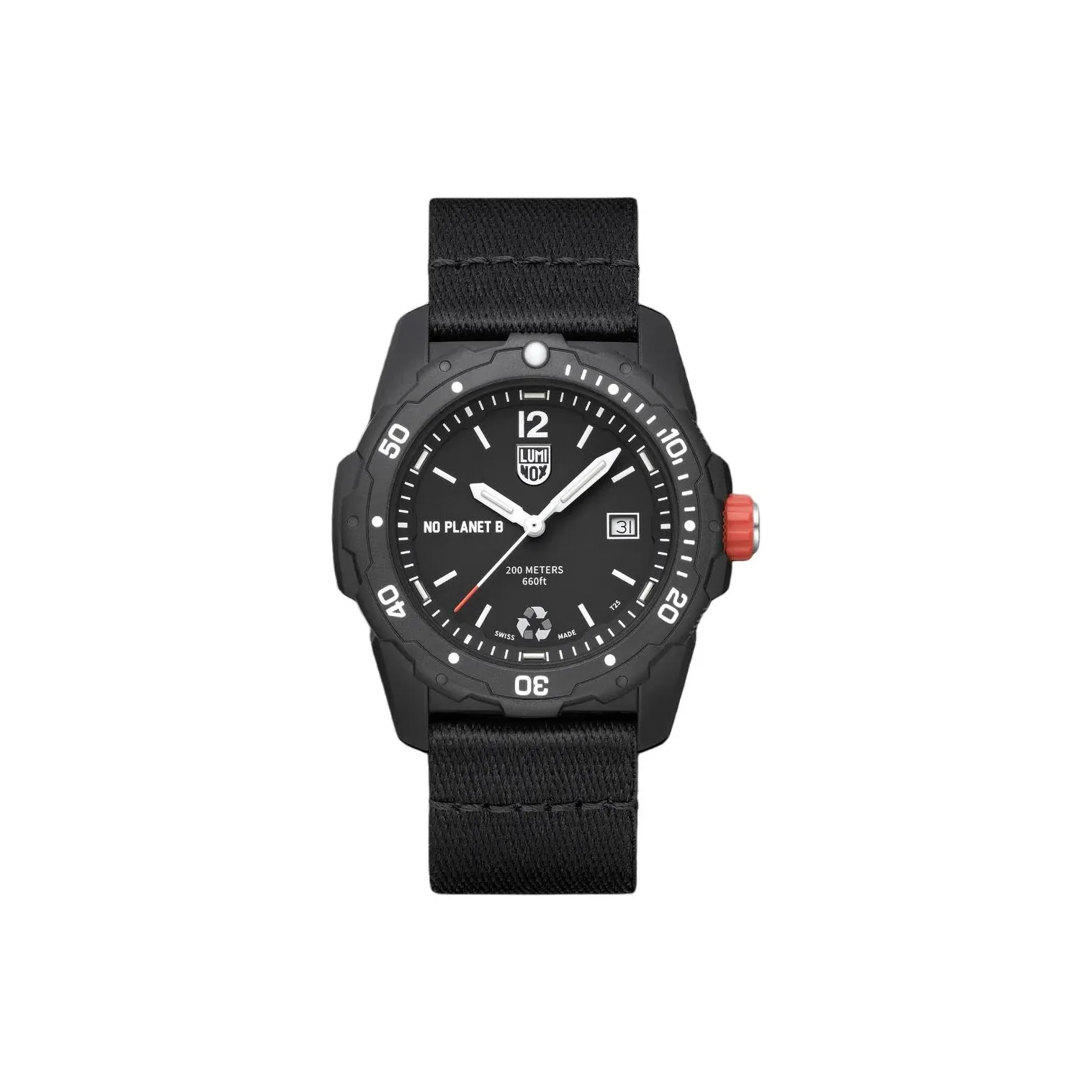 LUMINOX Кварцевый механизм Мужские часы Часы 42 мм Черный циферблат Пластиковый корпус Часы Пластиковый ремешок